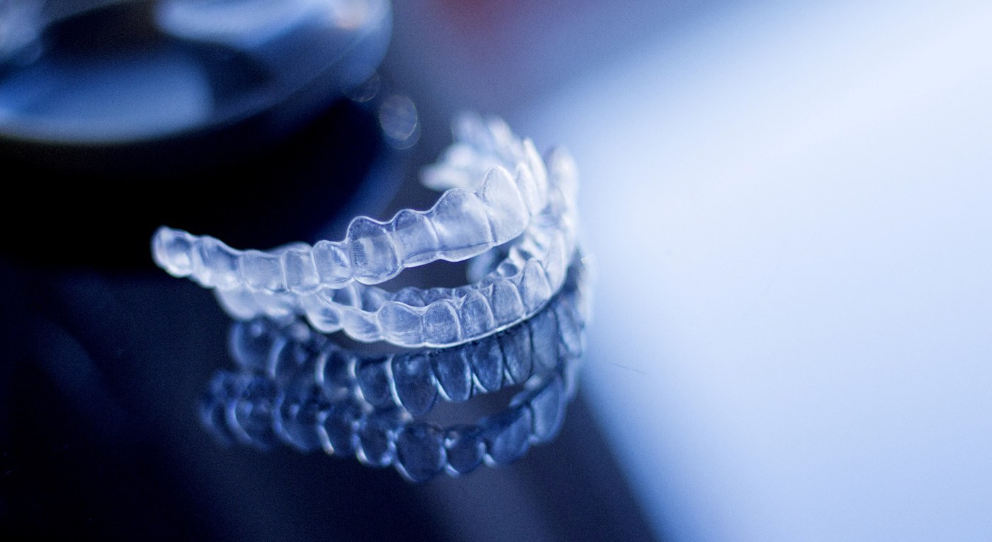 clear aligners on a smooth countertop