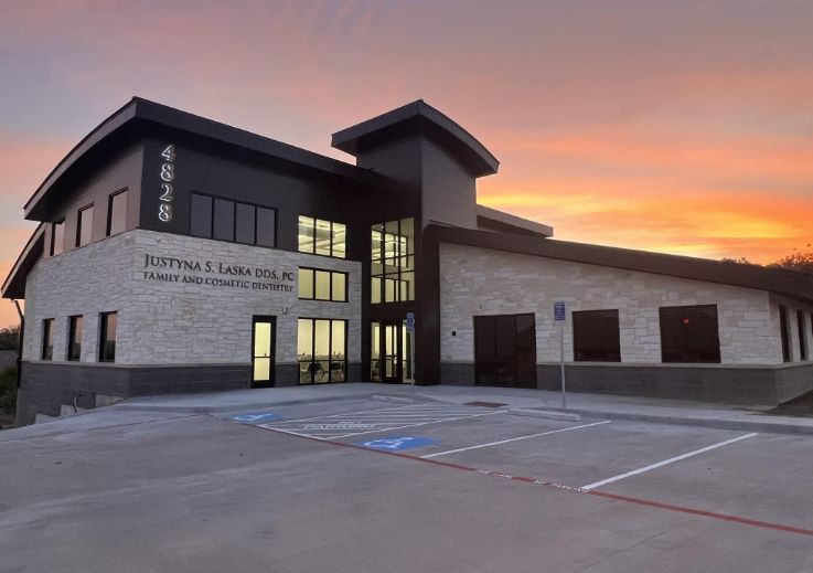 Outside shot of dental office in evening
